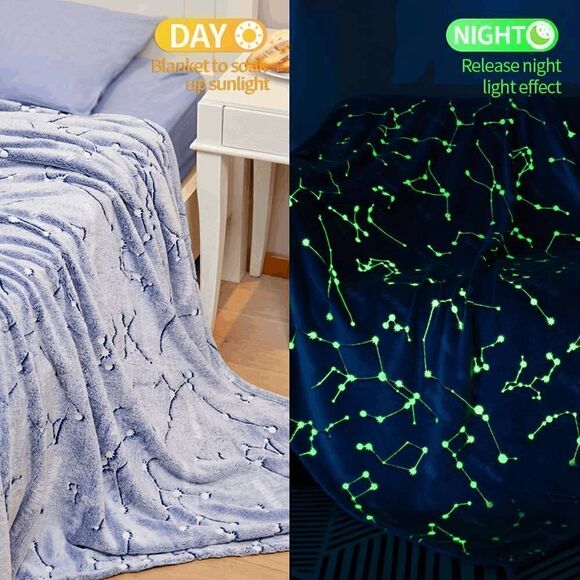 Glow in The Dark Throw Blanket Soft Cozy Flannel Fleece Blanket 50 x 60 Inches - Picture 6 of 9